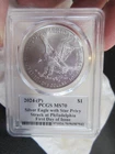 2024-P Silver Eagle With Star Privy PCGS MS70 First Day Issue David Hall Signed