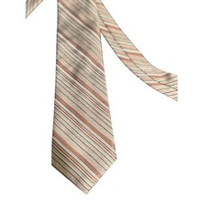 Vintage Adolfo Men's Red  Gray Striped Necktie