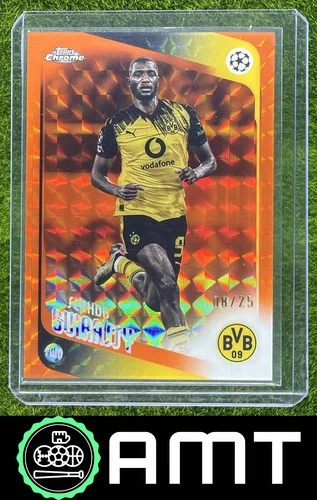 Serhou Guirassy 2025-26 Topps Chrome UEFA CC 8/25 Orange Geometric Dortmund