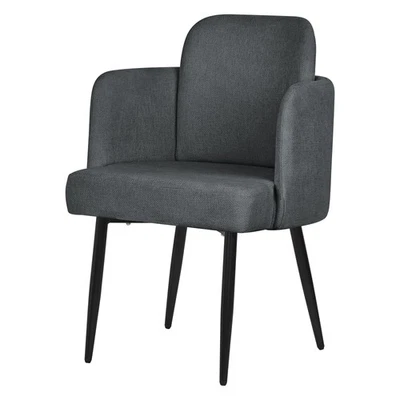 Silla de comedor funda de tela antracita con respaldo y reprosabrazos de ratán - Imagen 1 de 4