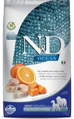 Farmina N&D Ocean Cod, Pumpkin and Orange Medium & Maxi Dry Dog Food 5.5 Pounds