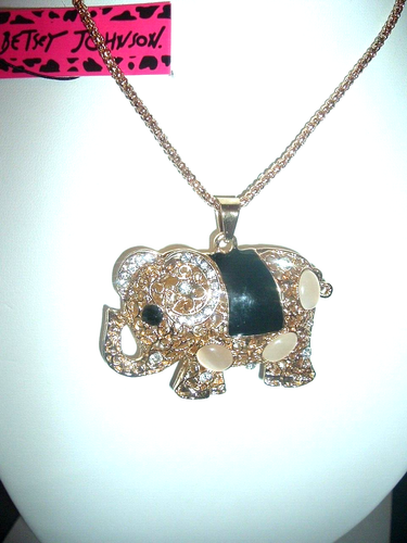 Betsey Johnson Collana Con Bello Elefante Di Cristallo Betsey Johnson Collana Con Bello Elefante Di Cristallo
