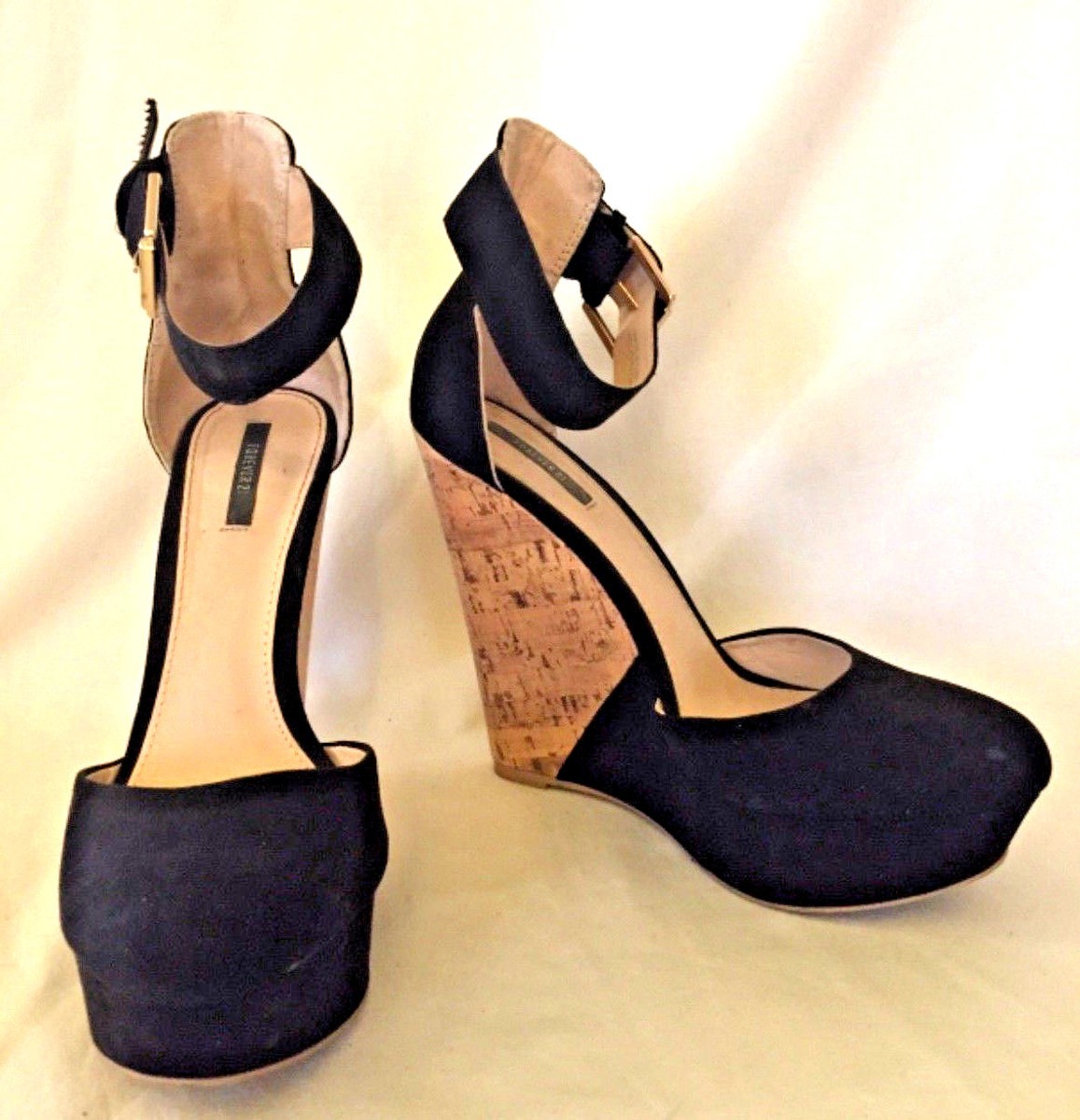 FOREVER TWENTYONE Women shoes BLACK WEDGE CORK HEEL size