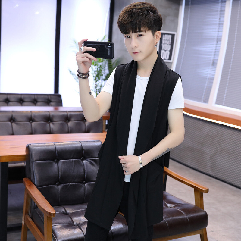 Summer Mens Sleeveless Vest Trench Coat Mid Long Overcoat Thin