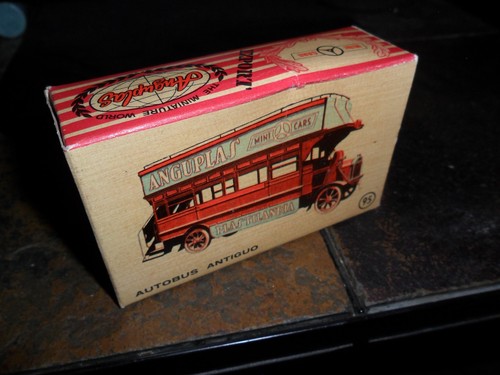 1958 Vintage Anguplas Mini Cars Autobus Antiguo Red Bus #9 Made Spain 1/86 Scale - Picture 4 of 8