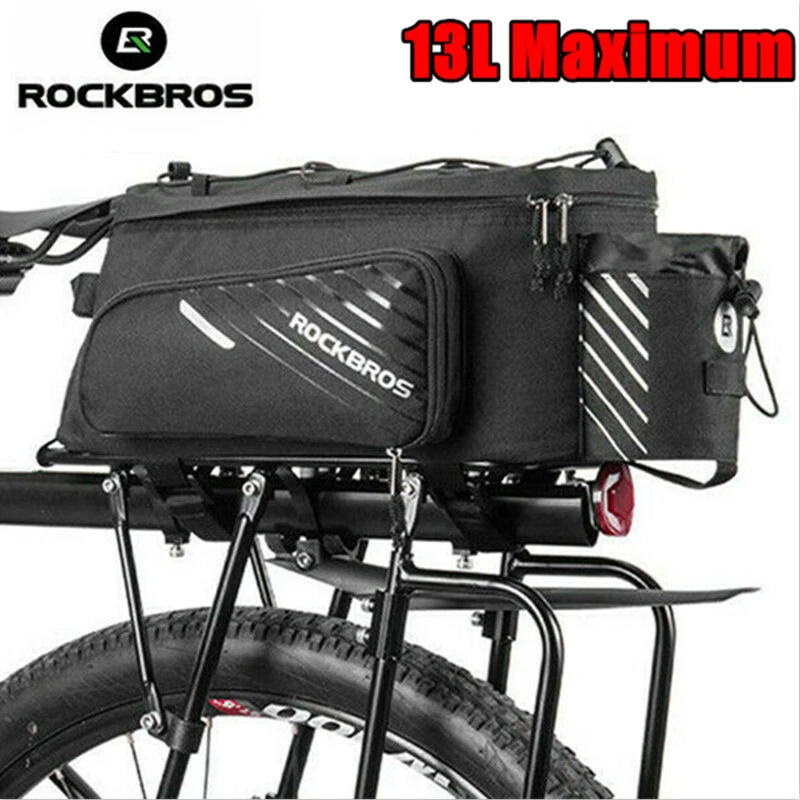 ROCKBROS 13L Bicycle Trunk Bag Rack Rear Carrier Bag Commuter Bike Luggage Bag