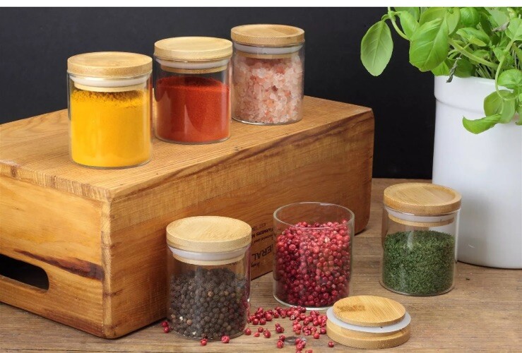 Set of 6 Apollo Borosilicate Glass Spice Storage Jars
