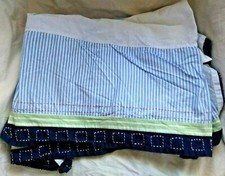 Pottery Barn Kids Farm Patch Baby Nursery Crib Skirt Blue Green Stripes Squares