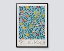 William Morris Four Fruits Vintage Graphic Wall Art, Floral Peach Lemon Textile