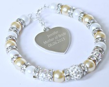 Engraved Mother of Bride Wedding Bridal Personalised Heart Charm Bracelet Gift