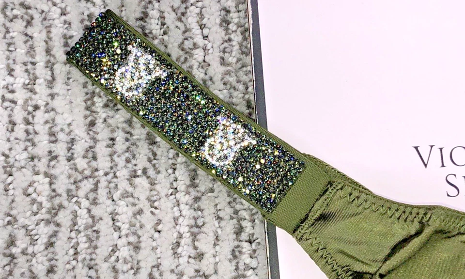 Victoria's Secret Very Sexy NWT XL Green Shine Strap Thong Panty Logo Bling - Image 2 of 4