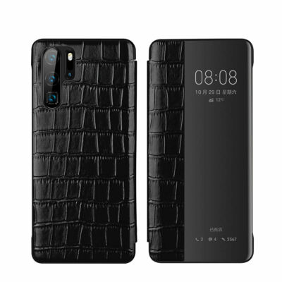 Luxury Crocodile Genuine Cow Leather Flip Smart Case Cover For