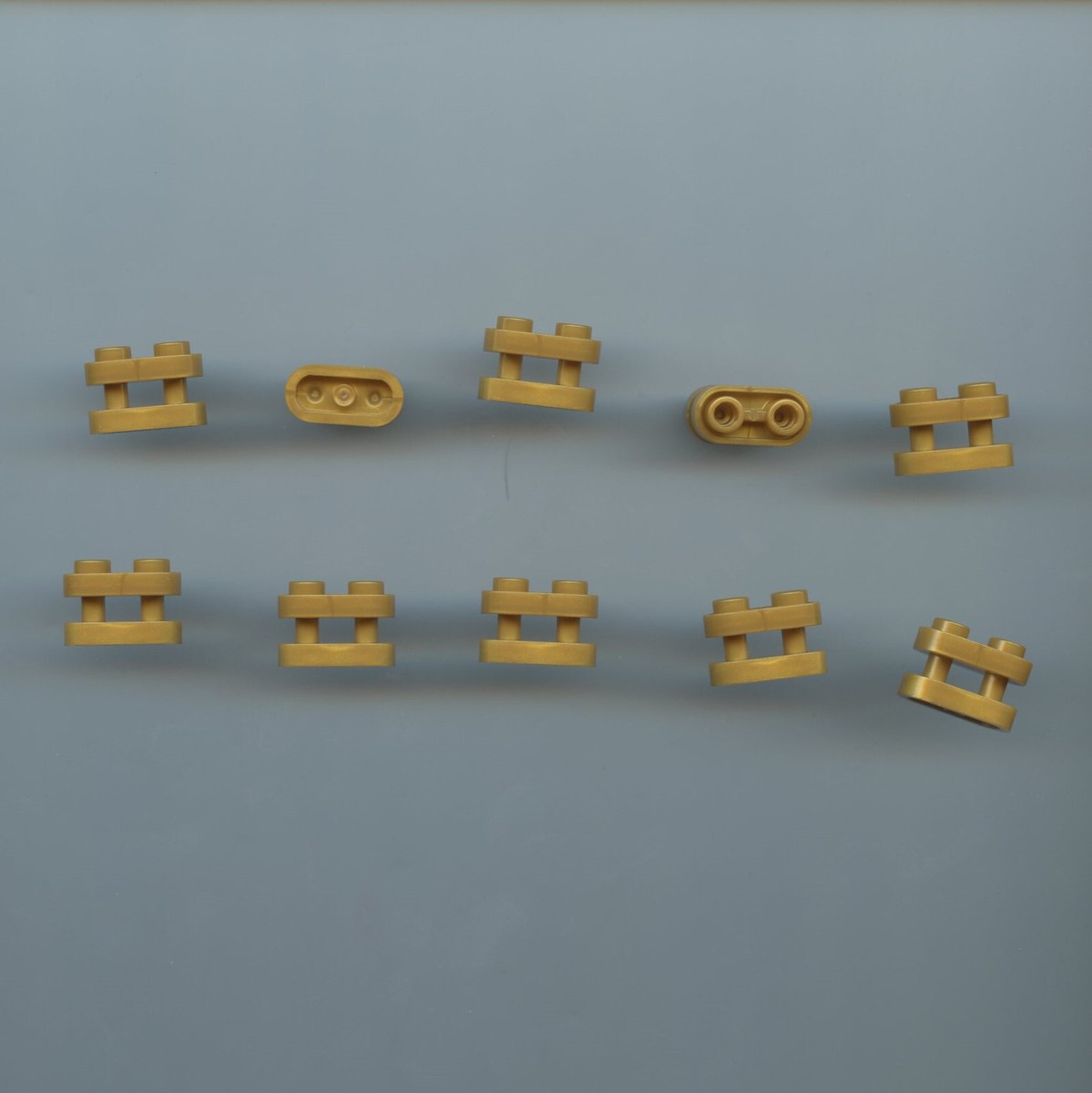 LEGO x 10 Pearl Gold Brick, Round 1 x 2 with Hollow Studs and Open