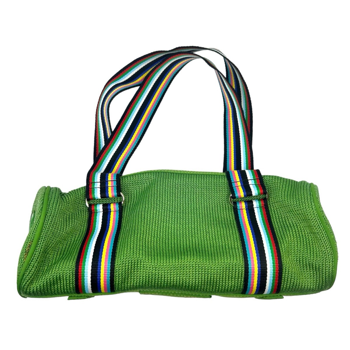 The Sak Ten Year Anniversary Green Crochet Barrel Bag Striped