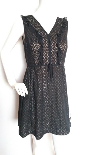 BOUTIQUE by JAEGER black lace dress size 10 --MINT-- frill detail - Picture 2 of 8