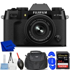FUJIFILM X-T50 Mirrorless Camera with XC 15-45mm Lens Black Accesssory Bundle