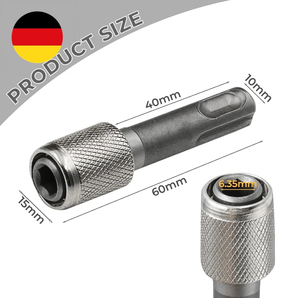 2 Stück SDS Plus Adapter, 6,35mm Bit Holder, Sechskantschaft Bohrerhalter, Kann - Bild 2 von 4