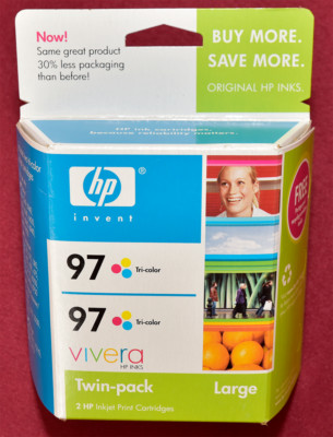 Genuine HP 97 Tri-Color Twin Pack Ink Cartridge C9349FN, sealed Brand ...