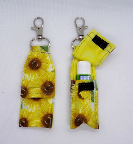 Chapstick holder sunflowers Buffalo check Lip Balm Novelty Gift key chain - Picture 6 of 7