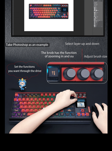 3-Mode Wireless Mechanical Keyboard Full-Key Hot-Swappable 1.7inch RGB Screen - Picture 17 of 29