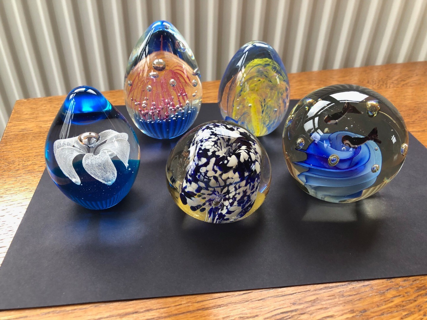 Glass Paperweight Job Lot x 5 Floral Animal Coloured Detail Sperichal