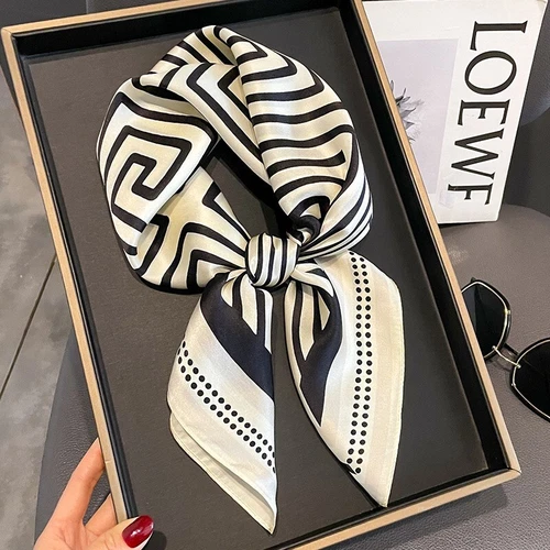 100 % Maulbeerseide 27 Zoll Quadratischer Schal Damen Halstuch Halstuch Mode Stil Gestreift - Bild 8 von 15