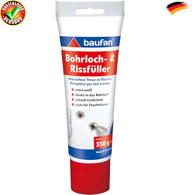 Baufan Bohrloch- und Rissfüller 350 g Weiße Spachtelmasse, Fertigspachtel Füller