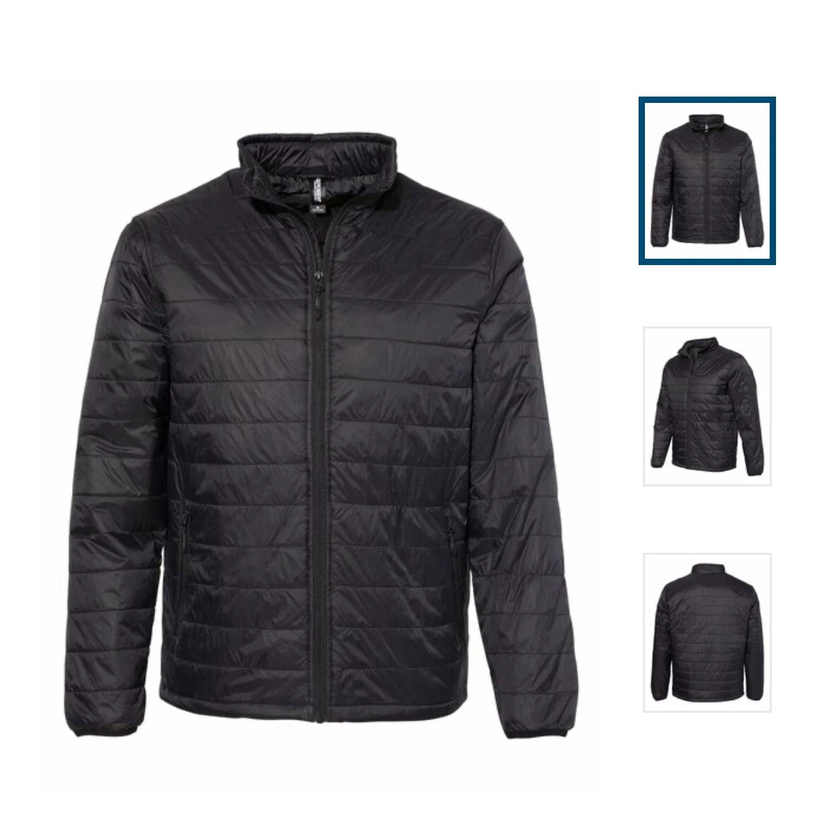 Independent Trading Co Mens Nylon/Polyester Puffer Jacket EXP100PFZ Large Black