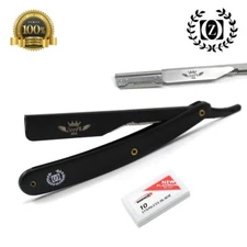BARBER SALON BEARD CUT THROAT (SHAVETTE) STRAIGHT RAZOR RASOIRS 10 BLADES BLACK