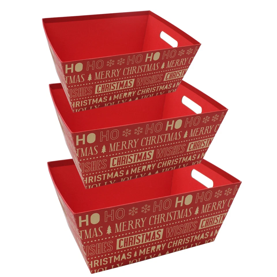 EUROWRAP Confezione Regalo Cesto Natalizio Piccolo Medio o Grande HO HO HO - Misura a Scelta