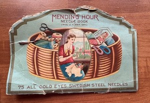 Mending Hour Vintage Sewing Needle Card Book Swedish Steel