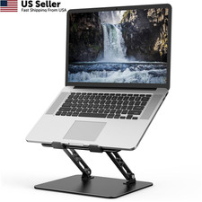 Gogoonike Adjustable Laptop Stand for Desk, Metal Foldable Riser Black