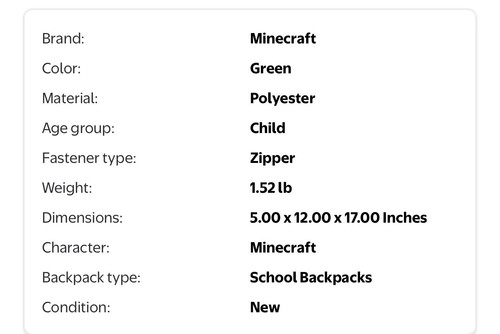 Minecraft Backpack Lunch Box Keychain Set 17” Creeper Book Bag Kids School New - Picture 6 of 10
