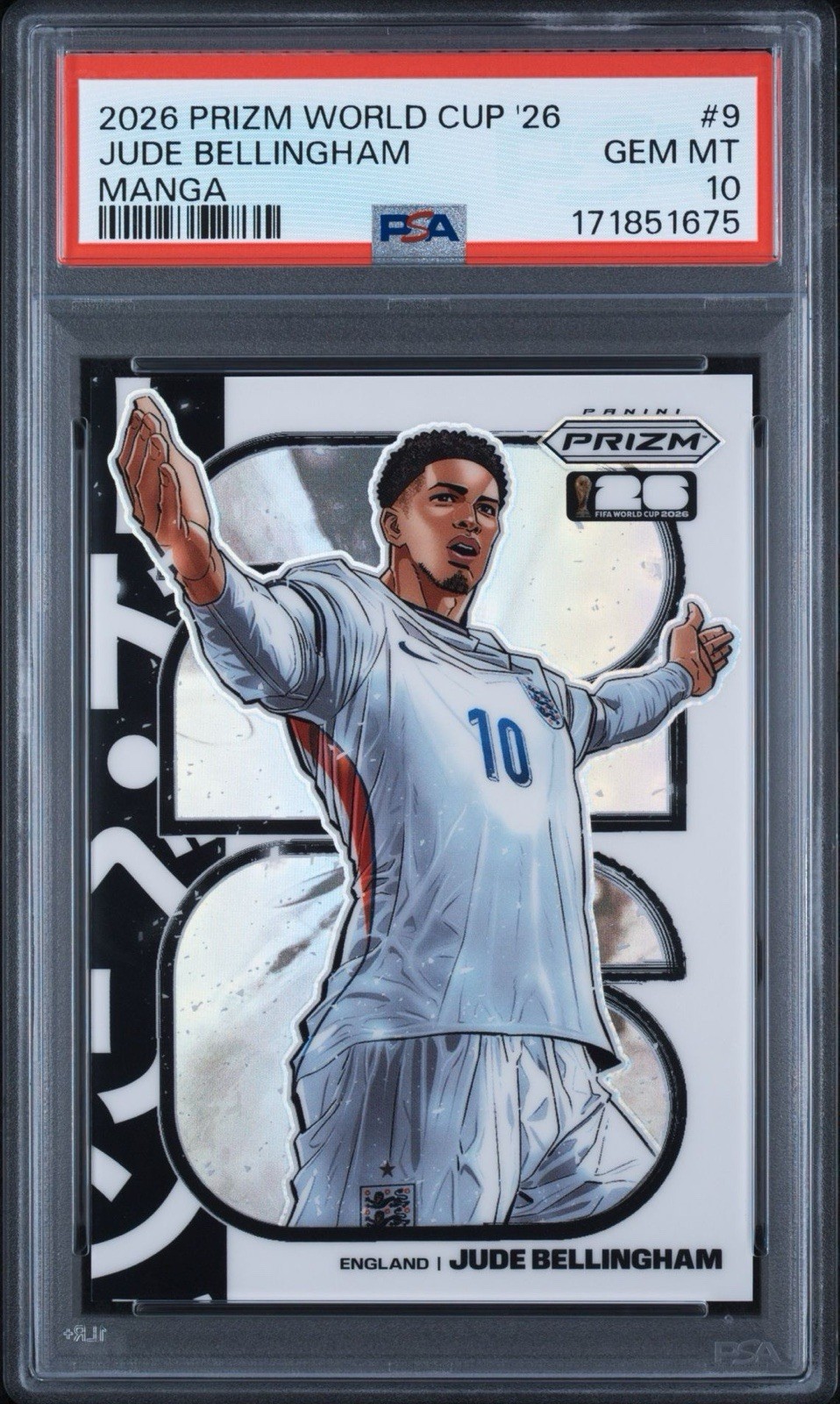 2026 Panini Prizm World Cup Jude Bellingham Manga SSP #9 England PSA 10 GEM MINT view 1