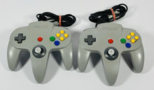 2 Nintendo 64 OEM Controllers Gray 8/10 Tight Joysticks NUS-005 - TESTED