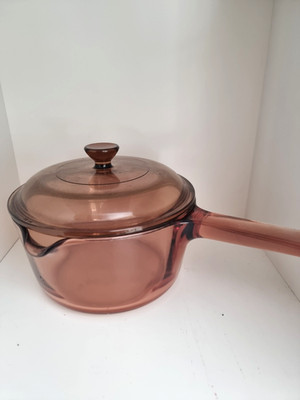Vintage Vision Corning Braunglas Kochtopf Topf Pyrex mit Deckel 1,5 L