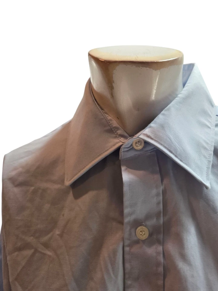 Van Huesen Men's Shirt 16/33 Vintage 1970s Blue Chain Stitch Bass Phillip Morris - Image 4 of 4