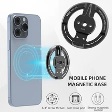 Magnetic Phone Tripod Mount Adapter Metal Base w/ 1/4''Hole for iPhone MagSafe