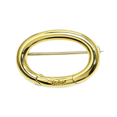 Broche Pomellato Circle Or Jaune 750 18K Or Rond Ovale Fermoir 9.6g Italie - Photo 1/4