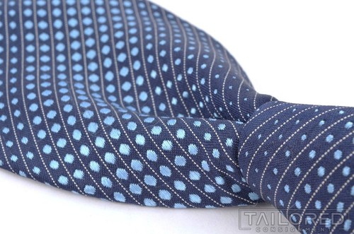GIORGIO ARMANI Blue Geometric Dot Stripe 100% Silk Mens Luxury Tie - 3.50"