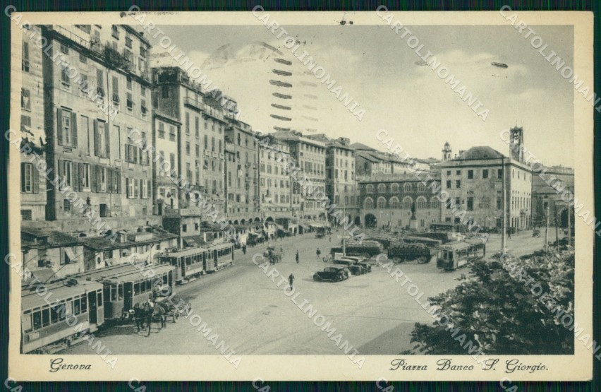 Genova Città Piazza San Giorgio Tram Auto cartolina WX3415