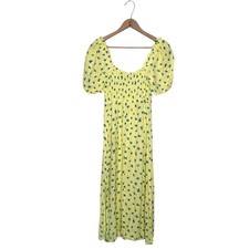UO Faithful The Brand Woman's Bette Midi Dress Yellow Blue Floral Size 4