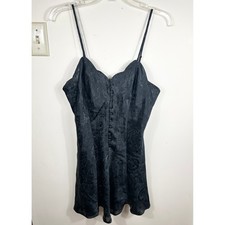 VTG Y2K Victoria's Secret Black Satin Slip Dress Women's M Babydoll Coquette