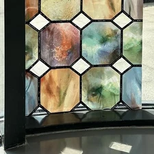Stained Glass Window Privacy Film, Original 11.02" Wide Hexagon, Boho Terrazzo