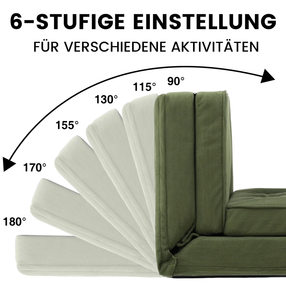 COMHOMA Sofa Couch Schlafcouch Klein Bed 2er Mini Bettsofa 6-Stufig - Bild 3 von 4