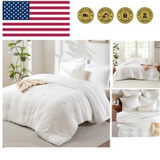 Full Size Comforter Sets with Sheets 7 Pieces, White Seersucker Bed in a Bag ...