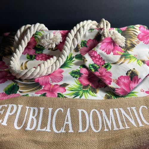 Floral Republica Dominicana Tote Handbag Womens With Coin Purse Fashion - Picture 6 of 12