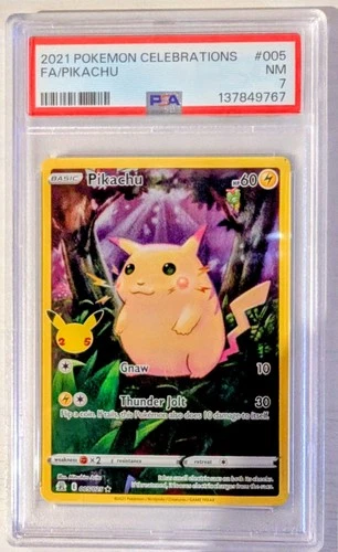PSA 7 2021 Pokémon Celebrations Pikachu 005  Full Art Holo NM