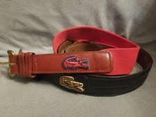 VTG LACOSTE ALLIGATOR Red Stretch  Black Leather - SIZE 32/ 80 Lot of 2
