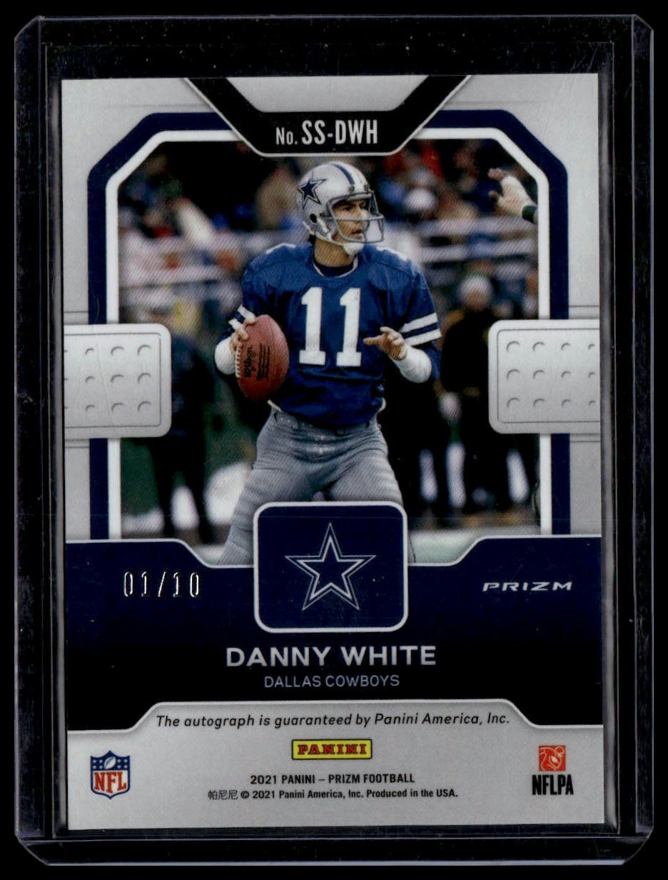 2021 Panini Prizm Danny White Sensational Signatures Prizm Gold /10 Auto Cowboys view 2